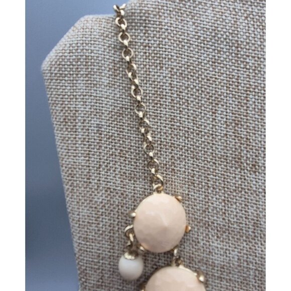 Statement Gold Tone Bubble Necklace Neutral Cream Faceted Bead Rolo Chain 24" - Picture 5 of 7
